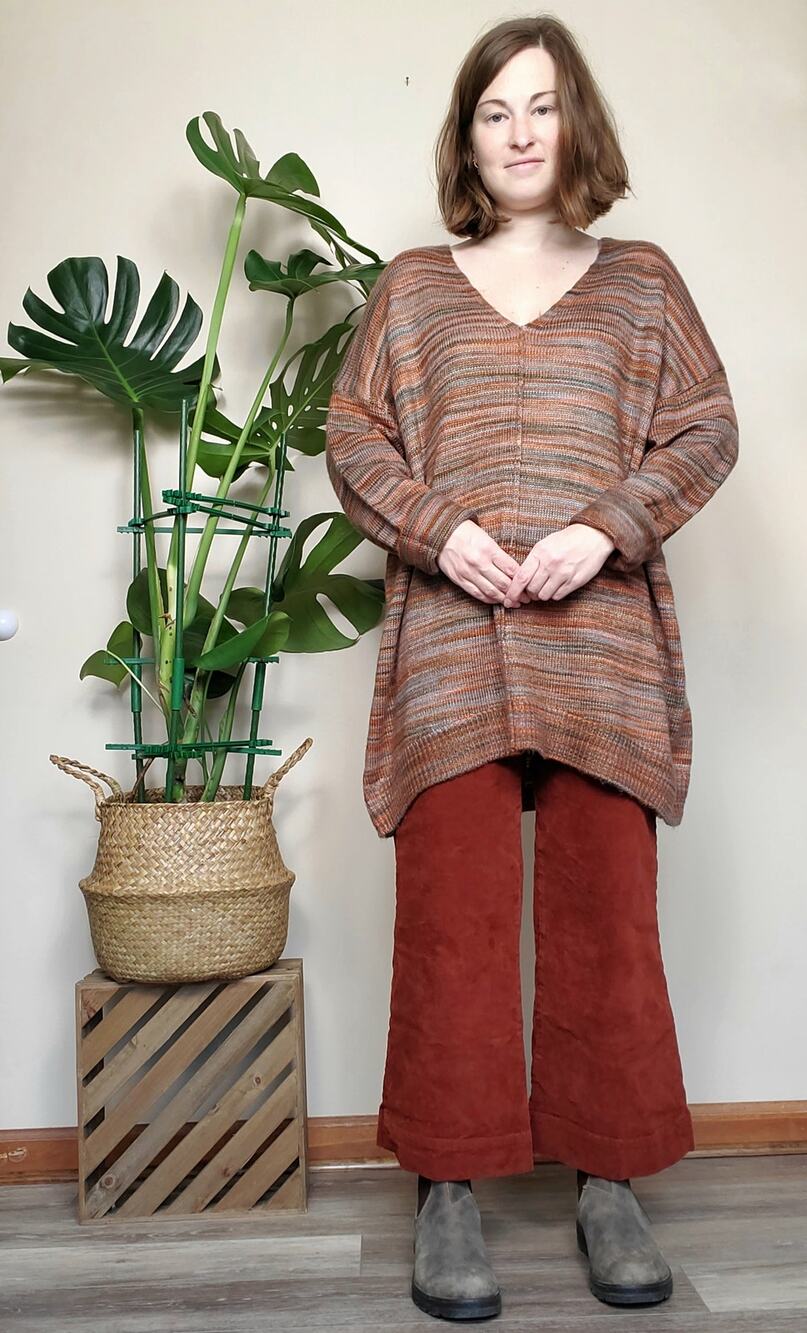 A New Approach Striped Sweater Brown Gray XL
